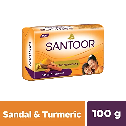 Santoor Skin Moisturidsing Sandal & Turmeric Bathing Soap, (pack of 3 x 100)