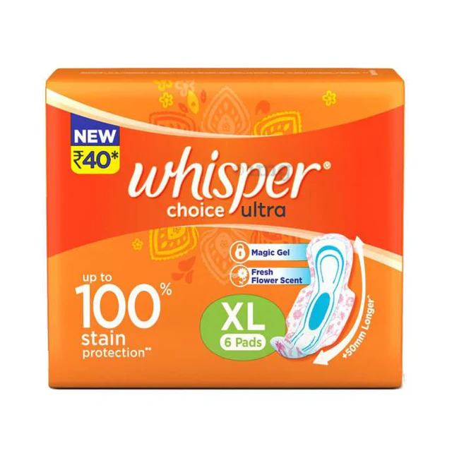 Whisper Choice Ultra Sanitary Pads - Extra Long XL 7 Pads