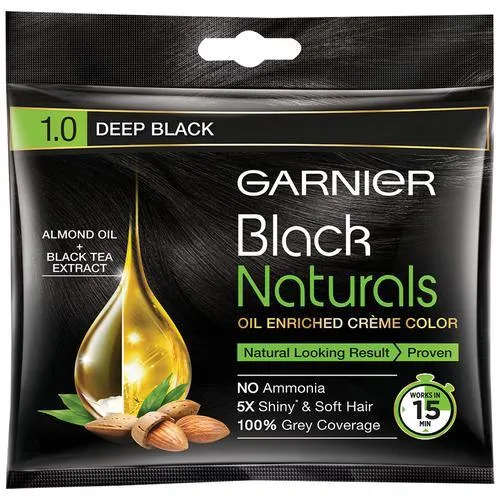 Garnier Black Naturals Hair Colour - Shade 1 Deep Black 20 ml + 20 gm